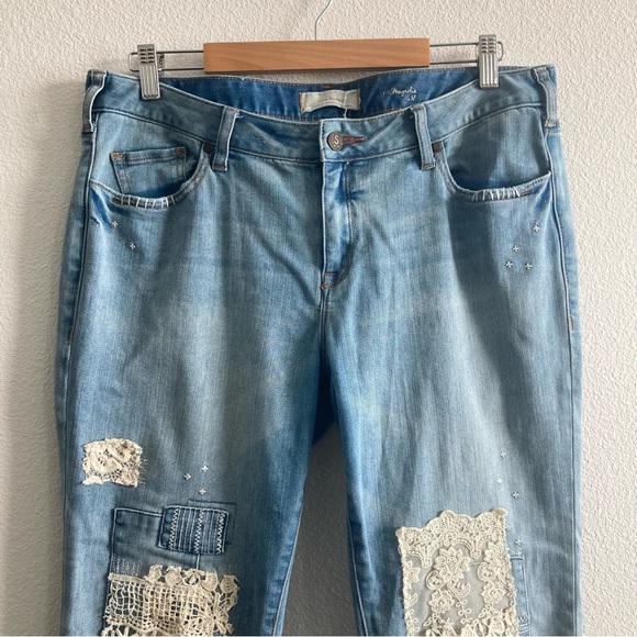 Sundance Magnolia Lace Straight Leg Mid Rise Boho Jeans - Picture 5 of 11